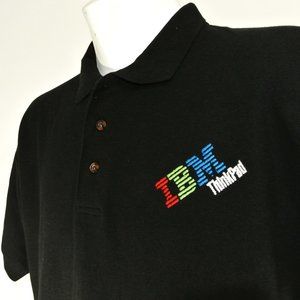 IBM ThinkPad Vintage Tech Employee Uniform Polo Shirt Black Size M Medium
